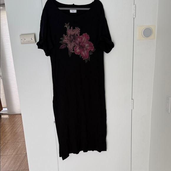 Free People Black Midi Dress with Floral Accents - Picture 4 of 13